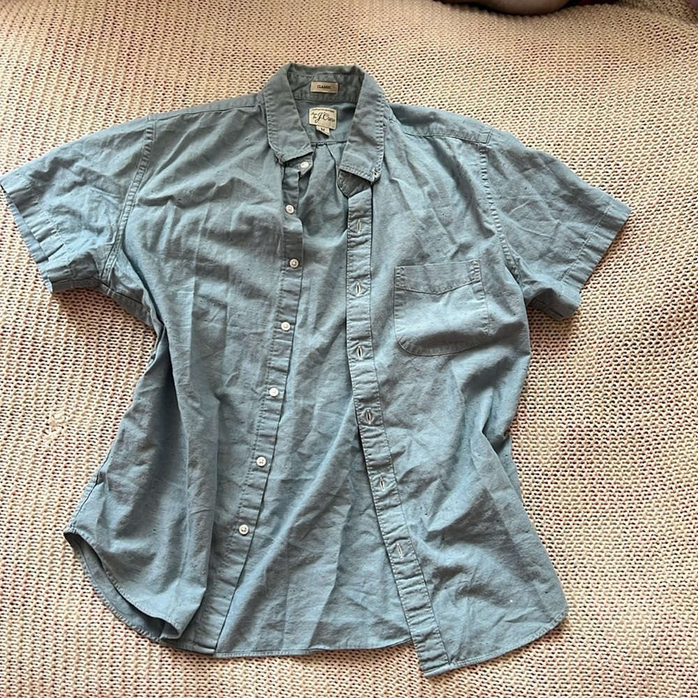 J crew baby blue button up classic fit size medium